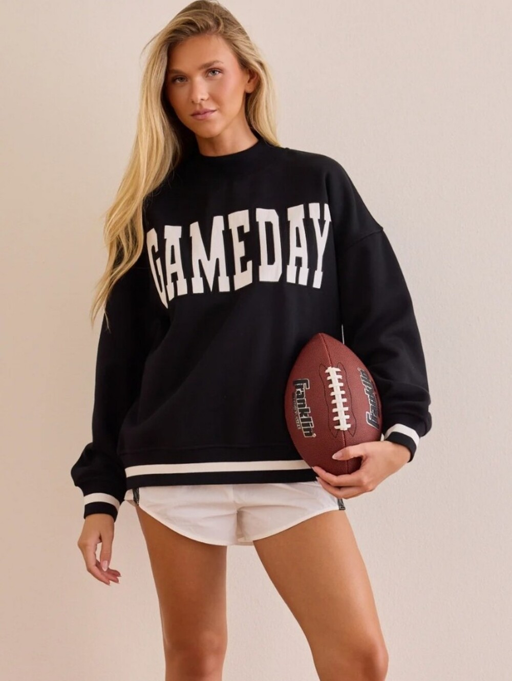 NWT Altar'd State Black "GAMEDAY" Oversized Mockneck Sweatshirt XXL Retails $74!